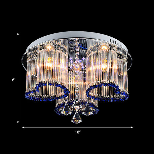 Modern Crystal Ceiling Lamp with Loving Heart Design - 3/5 Lights - Blue