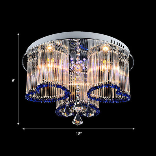 Modern Crystal Ceiling Lamp With Loving Heart Design - 3/5 Lights Blue