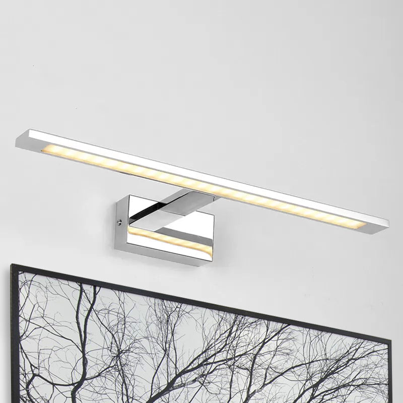 Led Bathroom Vanity Lighting - 19/23 W Rectangle Acrylic Shade Sconce Wall Light Nickel Finish