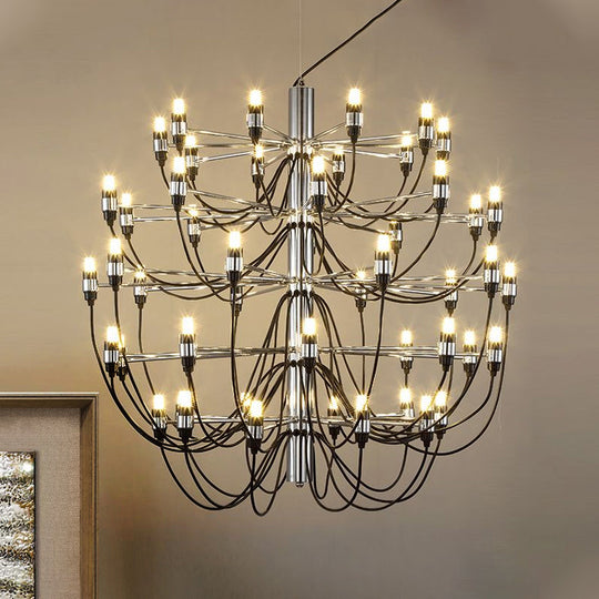 Modernist Metallic 18/30-Light Layered Chandelier: Stylish Dining Room Ceiling Lamp In Chrome