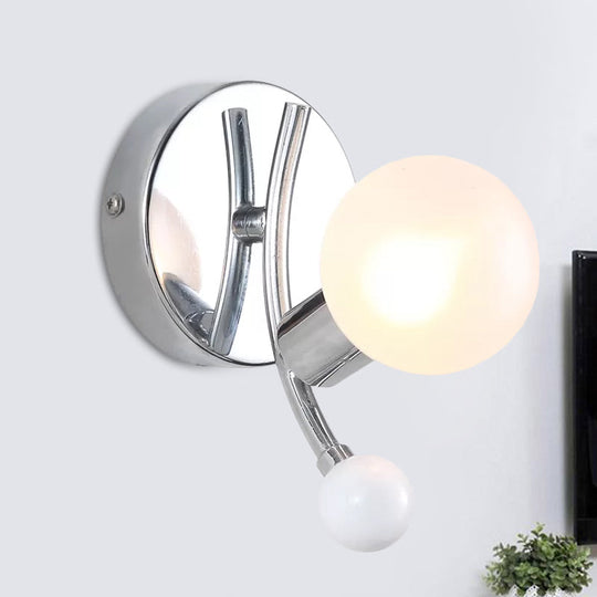 Modern Chrome Sconce With Globe White Glass For Led Living Room Wall Lighting