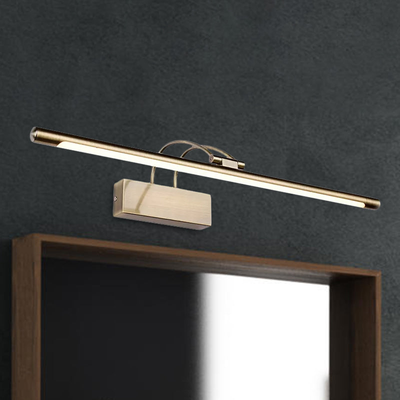 Sleek Tube Vanity Wall Light - Metal Led Bathroom Sconce In Nickel/Brushed Brass 18/21.5 Width