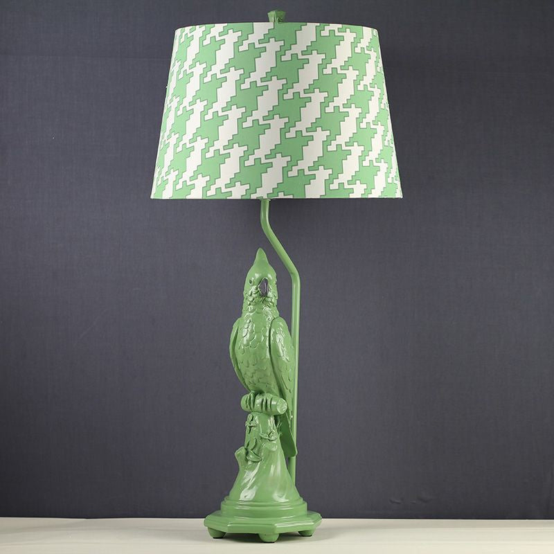 Modern Led Desk Lamp With Green/White Cone Shade - Small Bird Base