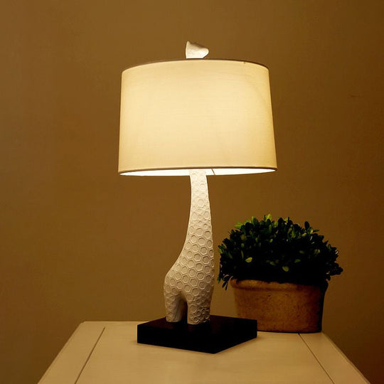 Modern White Study Lamp With Led Reading Light Giraffe Base For Bedroom