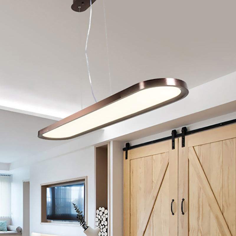 23.5-47 Wide Oval Acrylic Led Ceiling Pendant - White/Black/Brown Island Light In Warm/White Remote