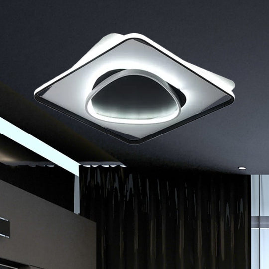 Modern LED Acrylic Flush Mount Black Ceiling Light in Warm/White - 18"/23.5" Wide