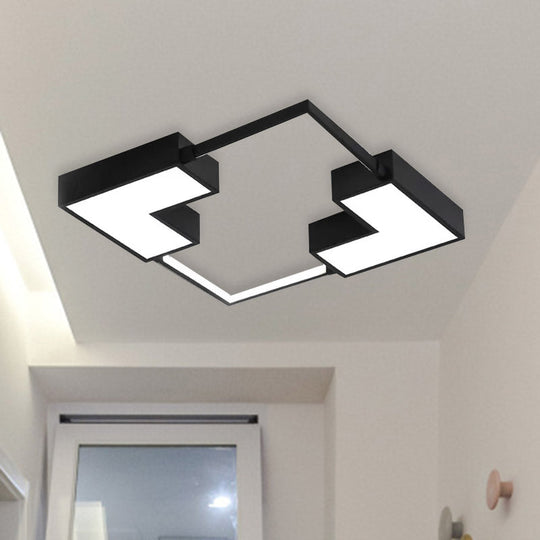 Simple Acrylic LED Flush Mount Ceiling Light in Black/White - Warm/White Light, 16"/19.5"/23.5" Wide