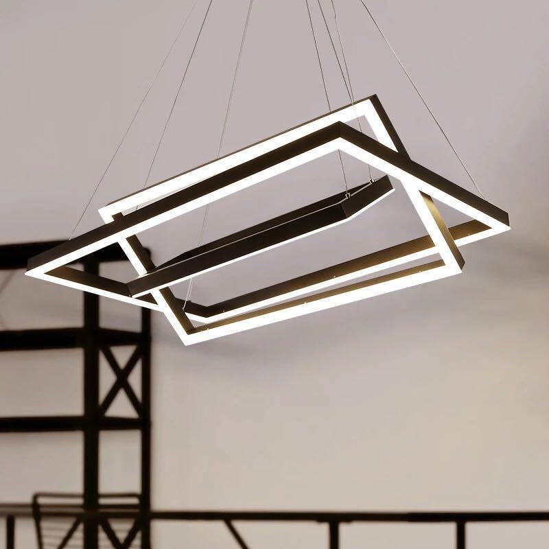 Led Acrylic Chandelier Pendant - Rectangular/Square Design 3/5 Lights Brown Ceiling Fixture