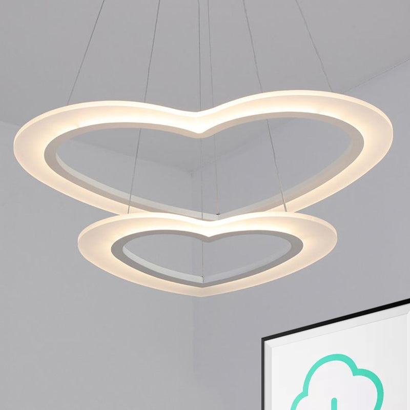 Modern Heart-Shaped Led Chandelier Pendant For Living Room Ceiling - Warm/White Light