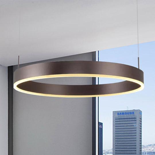 Contemporary Coffee Ring Chandelier Pendant Light With Acrylic Shade - Adjustable 1/2/3-Light