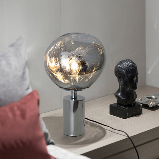 Modern Molten Glass Table Lamp - Hand-Blown Silver/Gold With 1 Head For Living Rooms