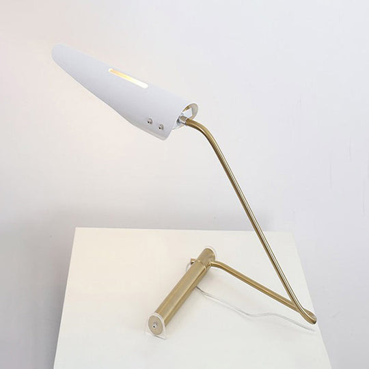 Modern Bird-Like Standing Lamp With Metal Shade - Contemporary 1 Bulb Table For Living Room White