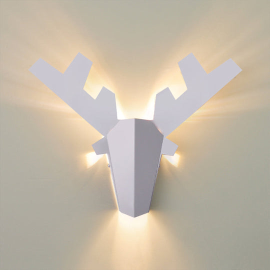 Modern Nordic Antler Sconce Light Grey/Pink Metal Wall Mount Fixture 11/15 Wide