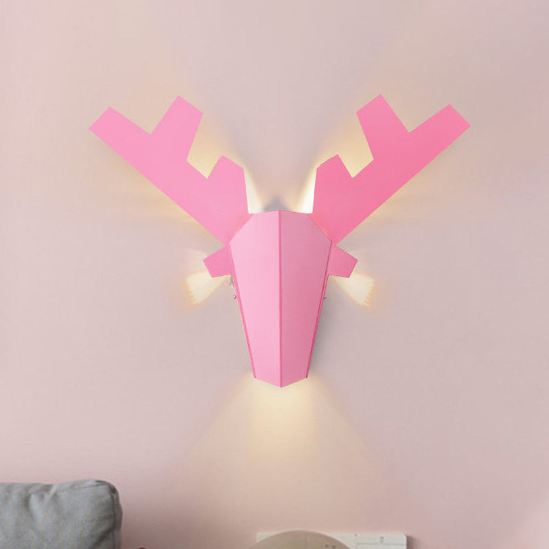 Modern Nordic Antler Sconce Light Grey/Pink Metal Wall Mount Fixture 11/15 Wide