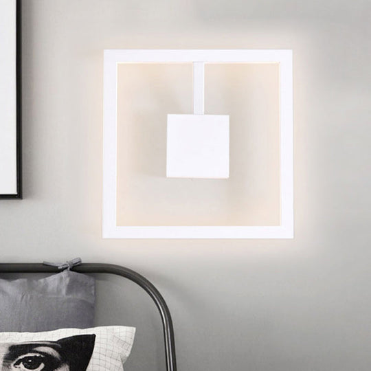 Sleek Square Led Wall Sconce For Bedroom - Warm/White Acrylic Light Fixture In Black/White White /