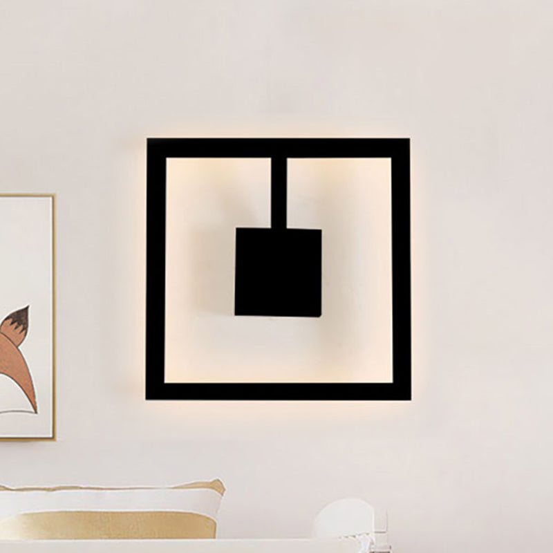 Sleek Square Led Wall Sconce For Bedroom - Warm/White Acrylic Light Fixture In Black/White Black /