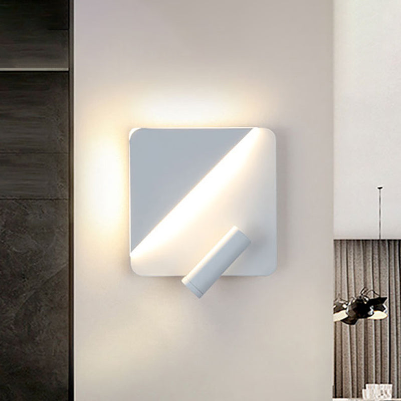 Contemporary Led Wall Lamp For Bedroom And Study With Black/White Metal Spotlight