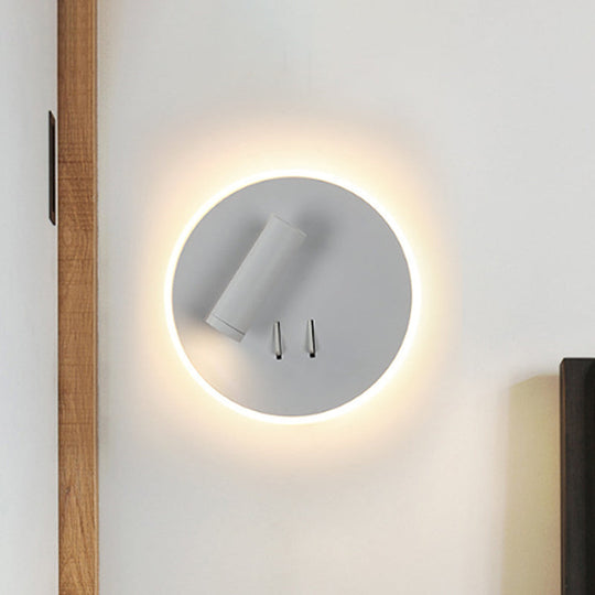 Modern Round Wall Lamp - Black/White With Led Spotlight White / Warm