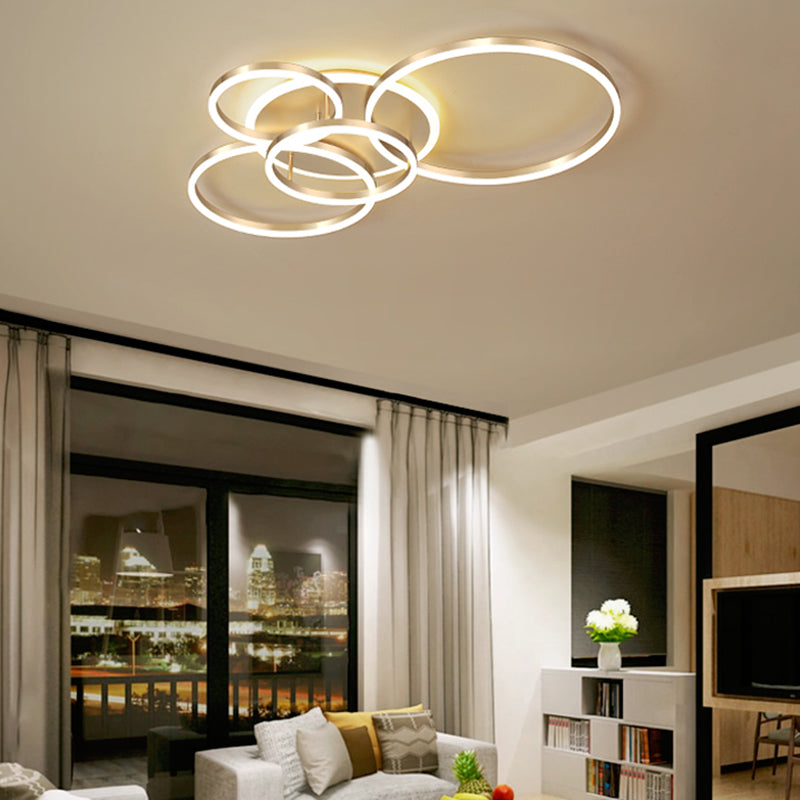 Simple 2-Tier Gold Flush Mount Ceiling Light with Metal Frame - 2/3/5 Lights, Warm/White - Ideal for Bedroom