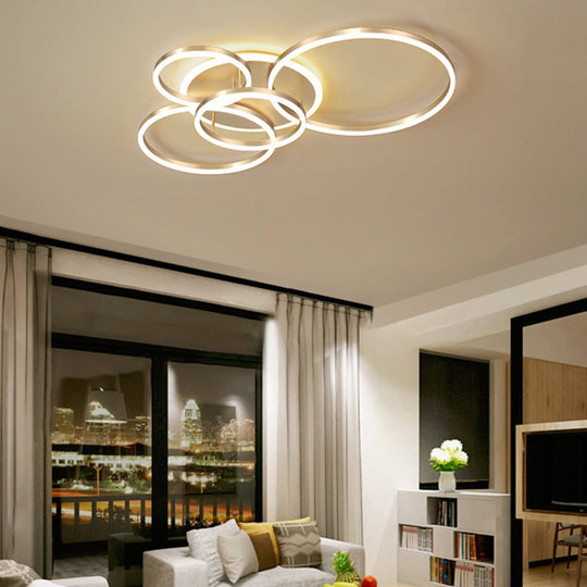 Simple 2-Tier Gold Flush Mount Ceiling Light With Metal Frame - 2/3/5 Lights Warm/White Ideal For