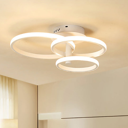 Nordic Stacked Ring Ceiling Light - Acrylic Brown/White Led 23.5/19.5 Wide Warm/White White / 19.5