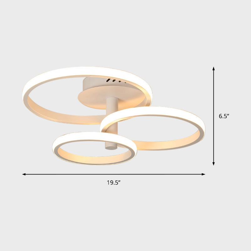 Nordic Stacked Ring Ceiling Light - Acrylic Brown/White - LED - 23.5"/19.5" Wide - Warm/White