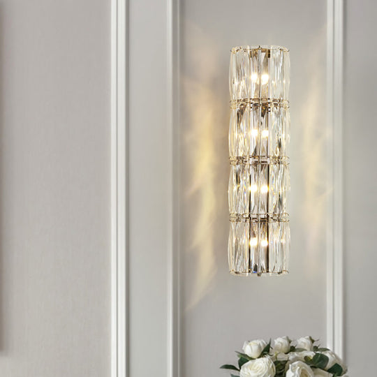 Clear Crystal Linear Wall Light Fixture - Modernist 2/3/4 Lights Sconce For Dining Room