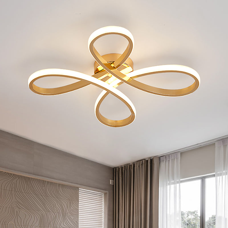 Nordic Clover LED Ceiling Flush Mount Light for Bedroom - Acrylic Gold, Warm/White - 21.5"/25.5" Wide