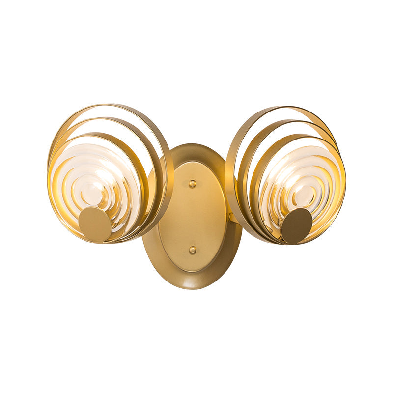 Gold Metallic Circular Ripple Glass Wall Light For Modern Living Room - 1/2 Fixture