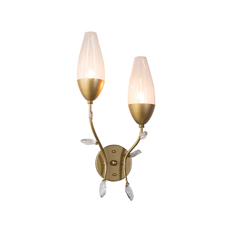 Mini Wall Sconce Light With Crystal Leaf Design - Modern Metallic Gold Finish Ideal For Bedroom