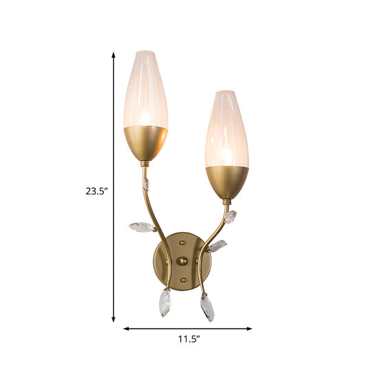 Mini Wall Sconce Light With Crystal Leaf Design - Modern Metallic Gold Finish Ideal For Bedroom