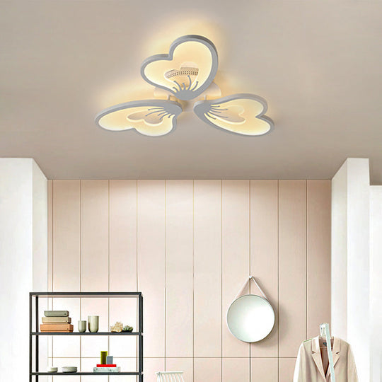 Simple Style Acrylic White Flower Flush Mount Light With Led For Bedroom Ceiling - Warm/White 3 /