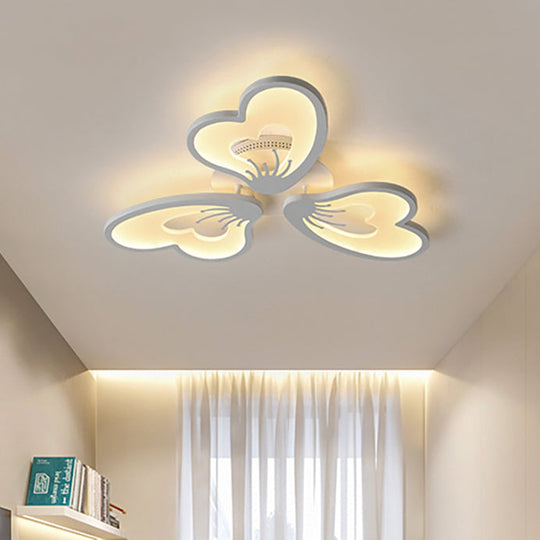 Simple Style Acrylic White Flower Flush Mount Light With Led For Bedroom Ceiling - Warm/White