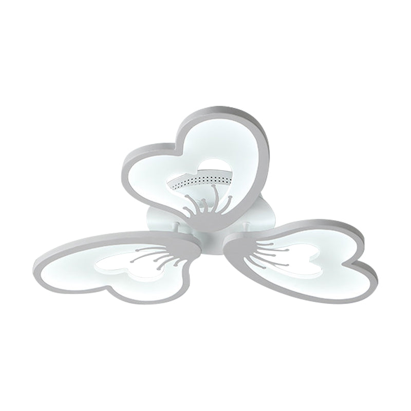 Simple Style Acrylic White Flower Flush Mount Light With Led For Bedroom Ceiling - Warm/White