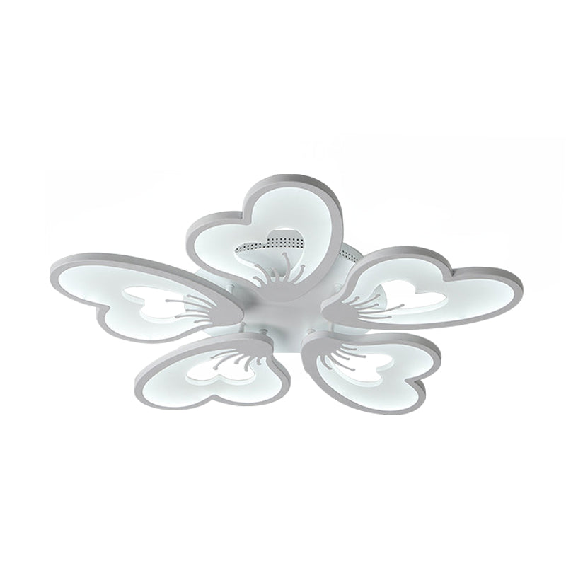 Simple Style Acrylic White Flower Flush Mount Light with LED for Bedroom Ceiling - Warm/White