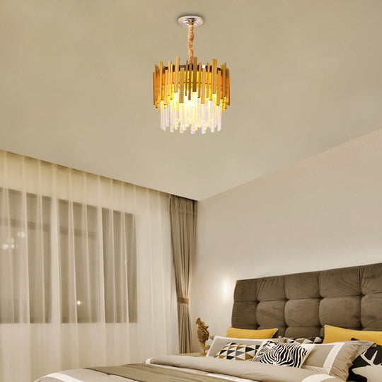 Superbe lampe suspendue argentée/dorée avec prisme en cristal - Éclairage moderne et élégant pour les chambres