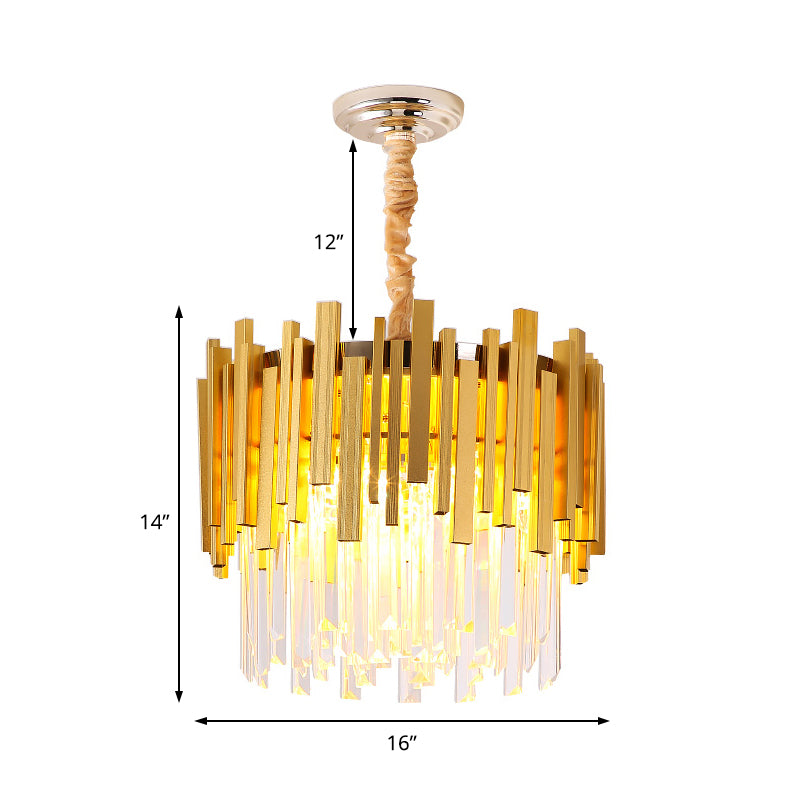 Superbe lampe suspendue argentée/dorée avec prisme en cristal - Éclairage moderne et élégant pour les chambres