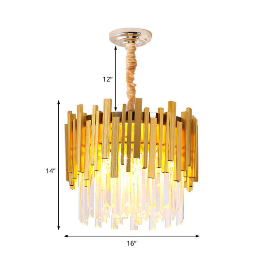 Stunning Silver/Gold Pendant Lamp With Crystal Prism - 6-Bulb Suspension For Bedroom