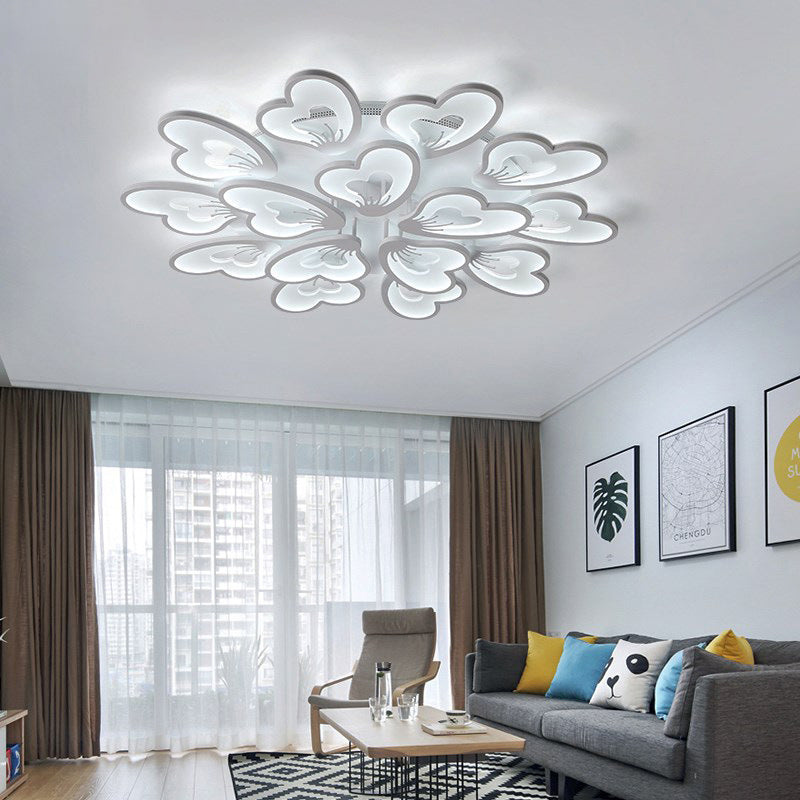 Modern Creative Petal Ceiling Flush Mount Acrylic White Integrated Led Living Room Light (9/12/15