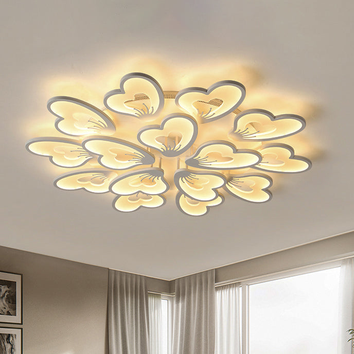 Modern Creative Petal Ceiling Flush Mount Acrylic White Integrated Led Living Room Light (9/12/15