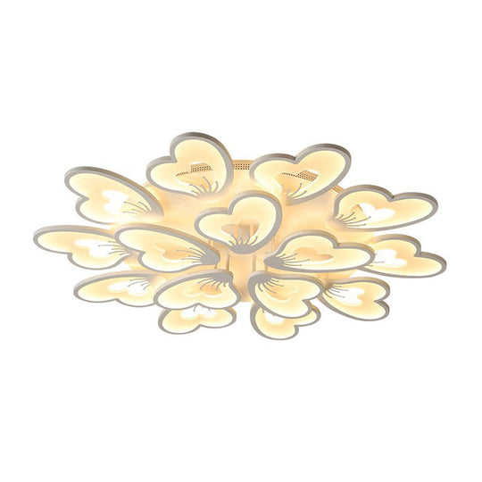 Modern Creative Petal Ceiling Flush Mount Acrylic White Integrated Led Living Room Light (9/12/15