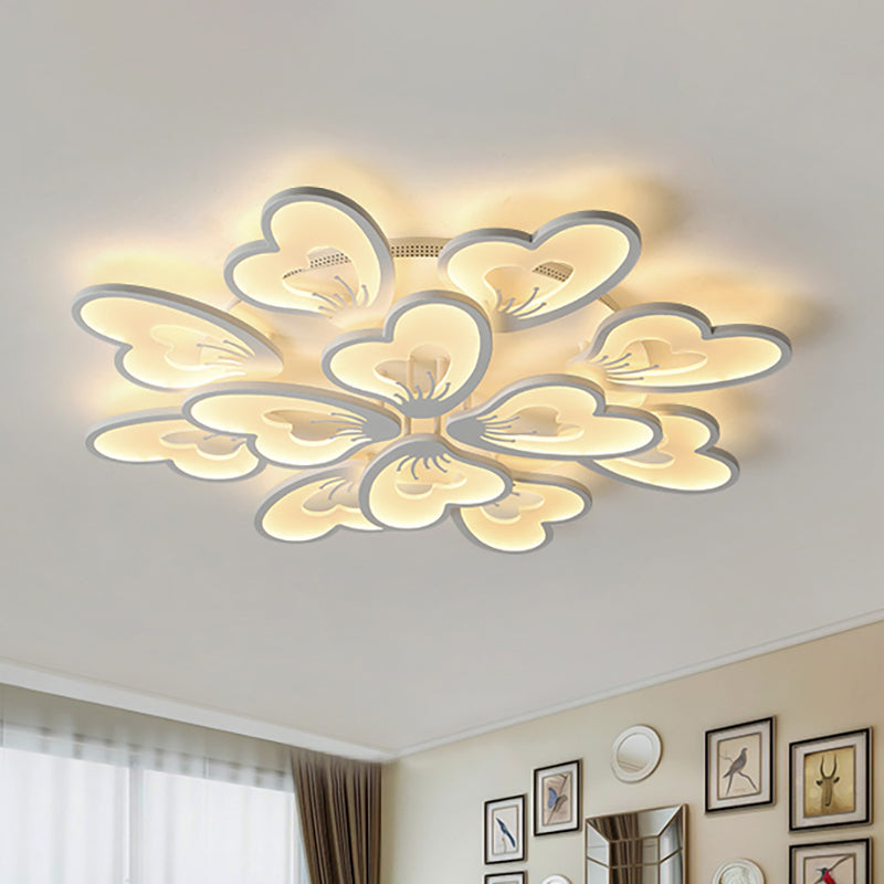 Modern Creative Petal Ceiling Flush Mount Acrylic White Integrated Led Living Room Light (9/12/15