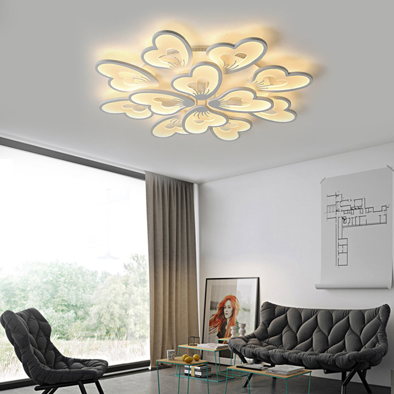 Modern Creative Petal Ceiling Flush Mount Acrylic White Integrated Led Living Room Light (9/12/15