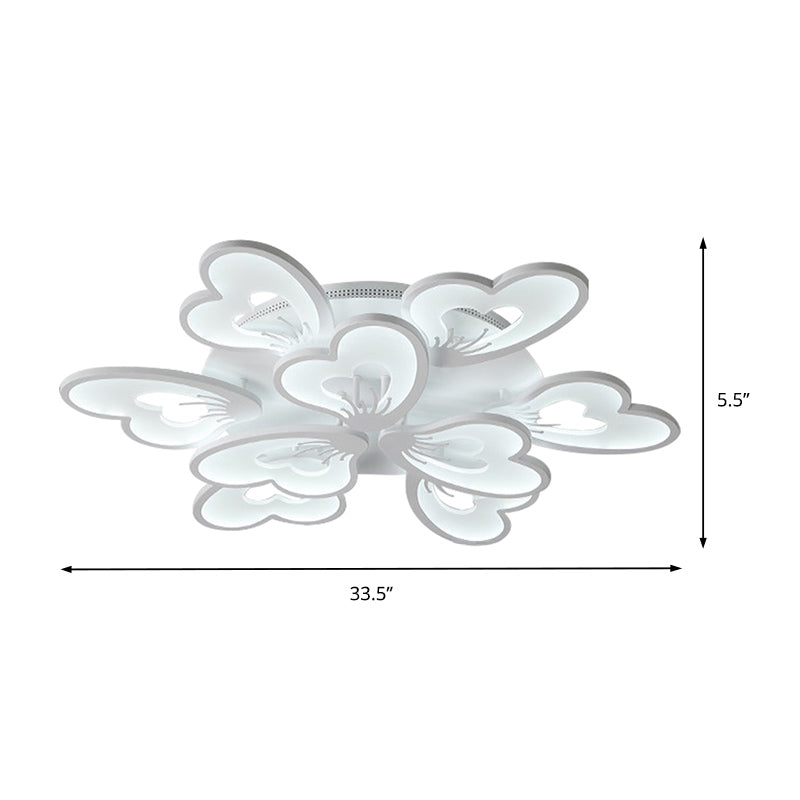 Modern Creative Petal Ceiling Flush Mount Acrylic White Integrated LED Living Room Light (9/12/15 Heads) in Warm/White