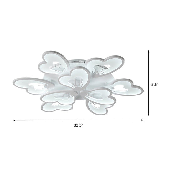 Plafonnier moderne et créatif à pétales en acrylique blanc avec LED intégrée pour salon (9/12/15 têtes) en blanc chaud