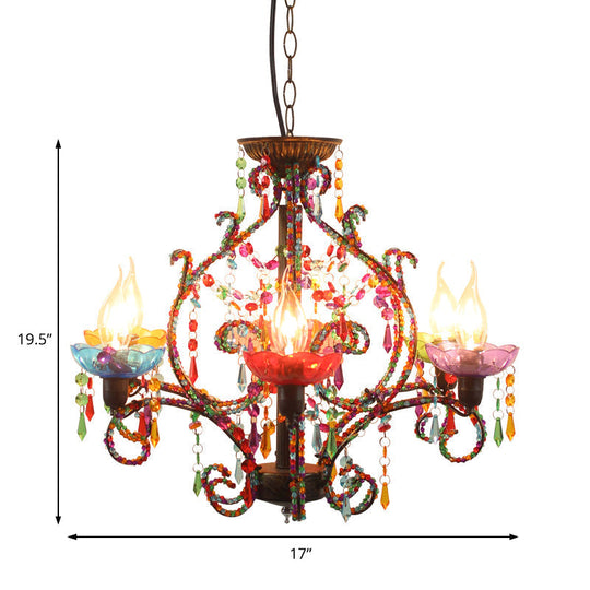 Bohemia Crystal Beaded Pendant Chandelier With 6 Lights - Copper Finish