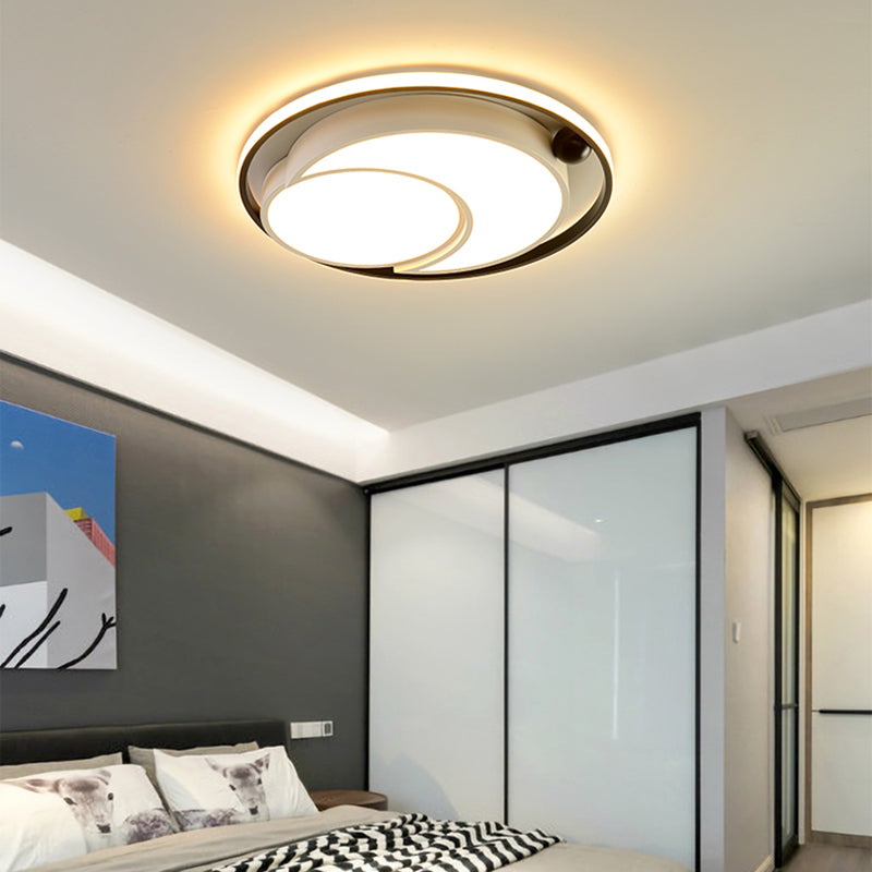 Nordic Acrylic Led Ceiling Mounted Light For Bedroom - White/Black Flush Mount Warm/White Glow