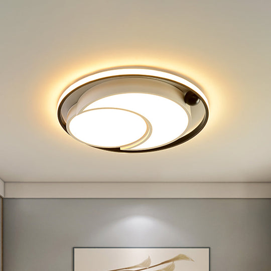 Nordic Acrylic Led Ceiling Mounted Light For Bedroom - White/Black Flush Mount Warm/White Glow