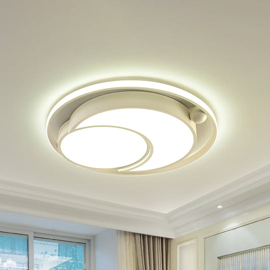 Nordic Acrylic Led Ceiling Mounted Light For Bedroom - White/Black Flush Mount Warm/White Glow