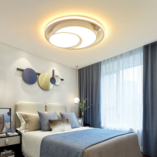 Nordic Acrylic Led Ceiling Mounted Light For Bedroom - White/Black Flush Mount Warm/White Glow